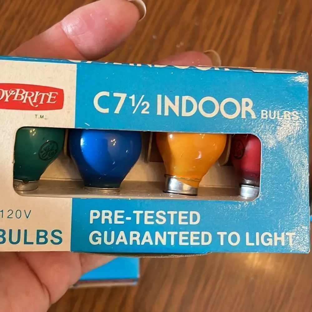 4 boxes of Vtg Joy Brite‎ C 7 1/2 indoor lamp bulbs in original packaging